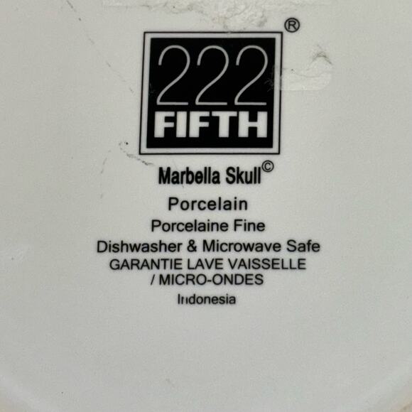 222 Fifth Marbella Skull Floral Fall 8.5” Halloween Purple Salad Luncheon Plate - Picture 4 of 6